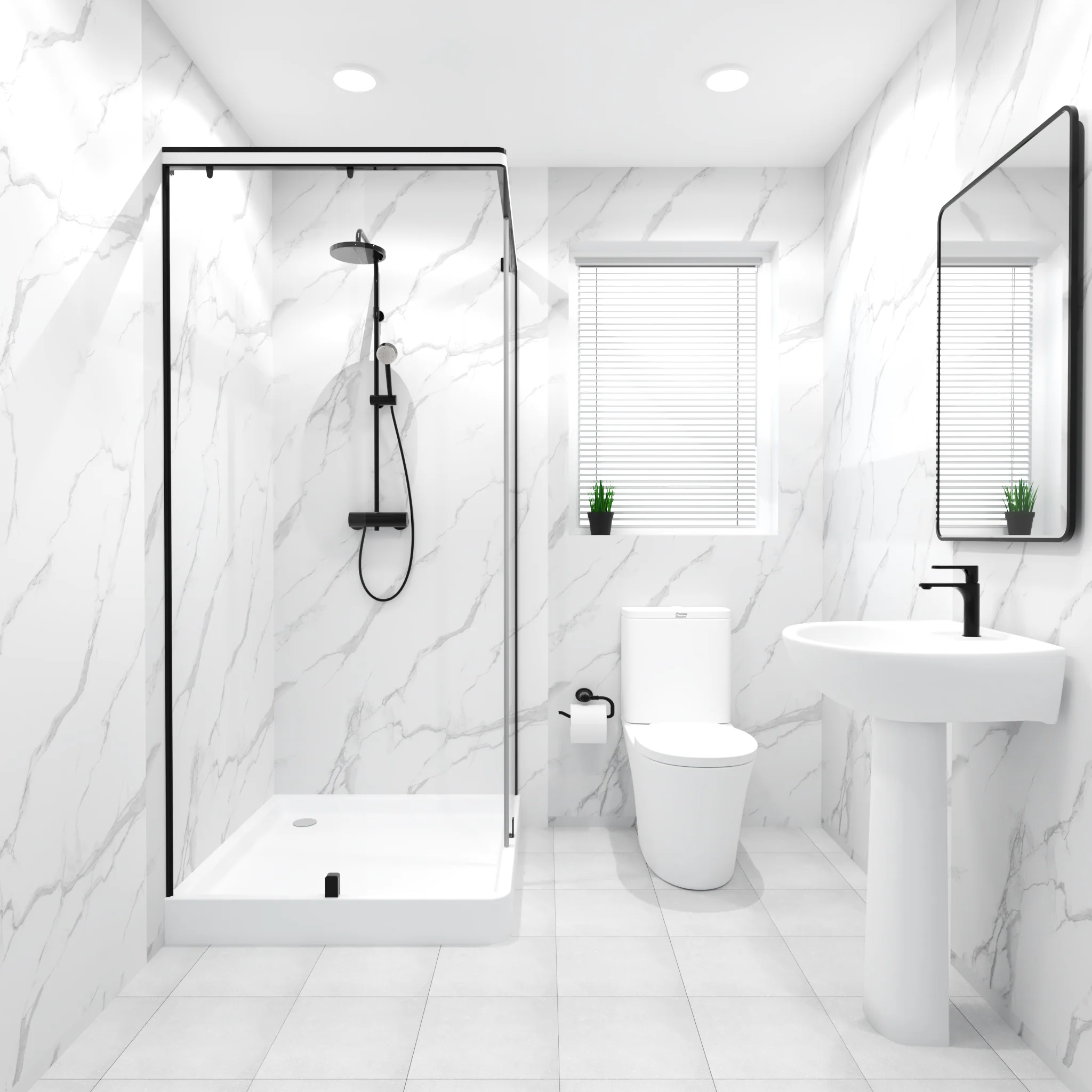 Premium Carrara White Marble Gloss Shower Wall Panel – 1M x 2.4M - Image 3