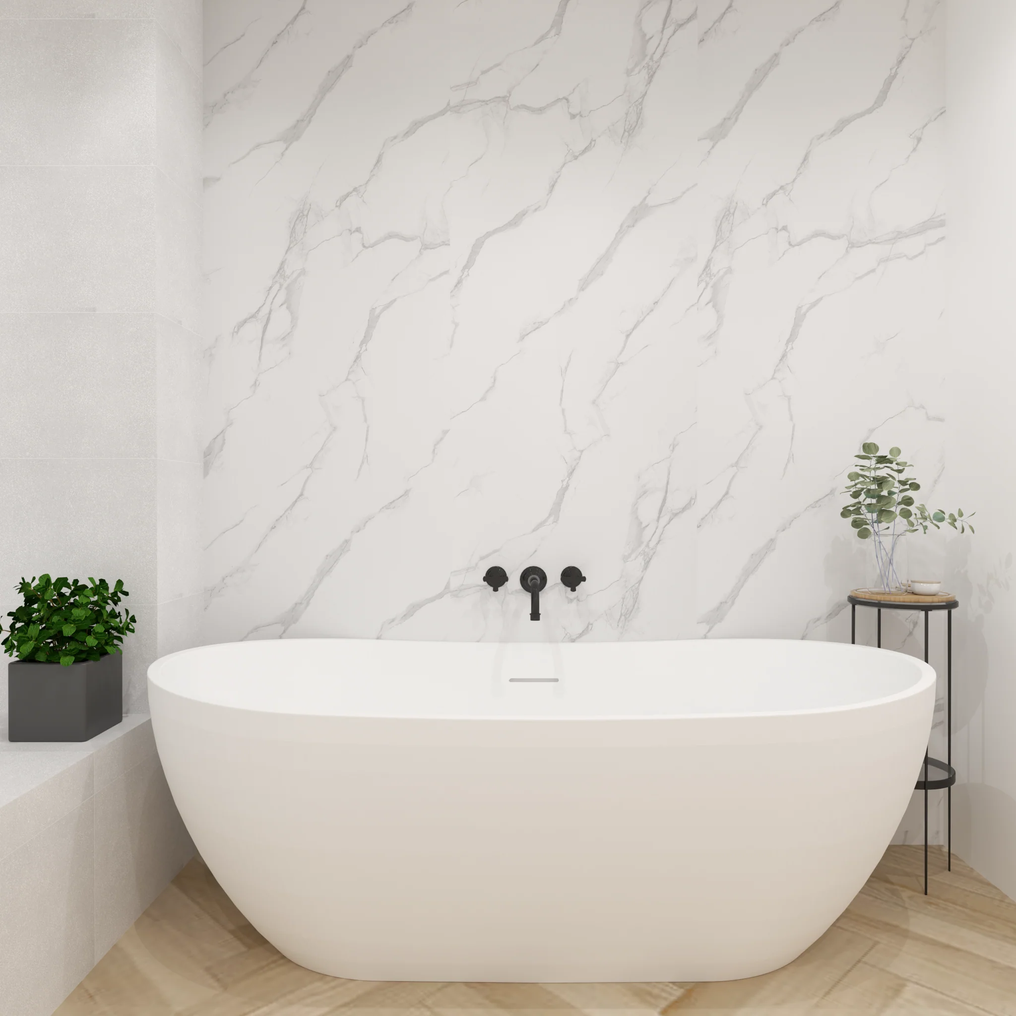 Premium Carrara White Marble Gloss Shower Wall Panel – 1M x 2.4M - Image 5