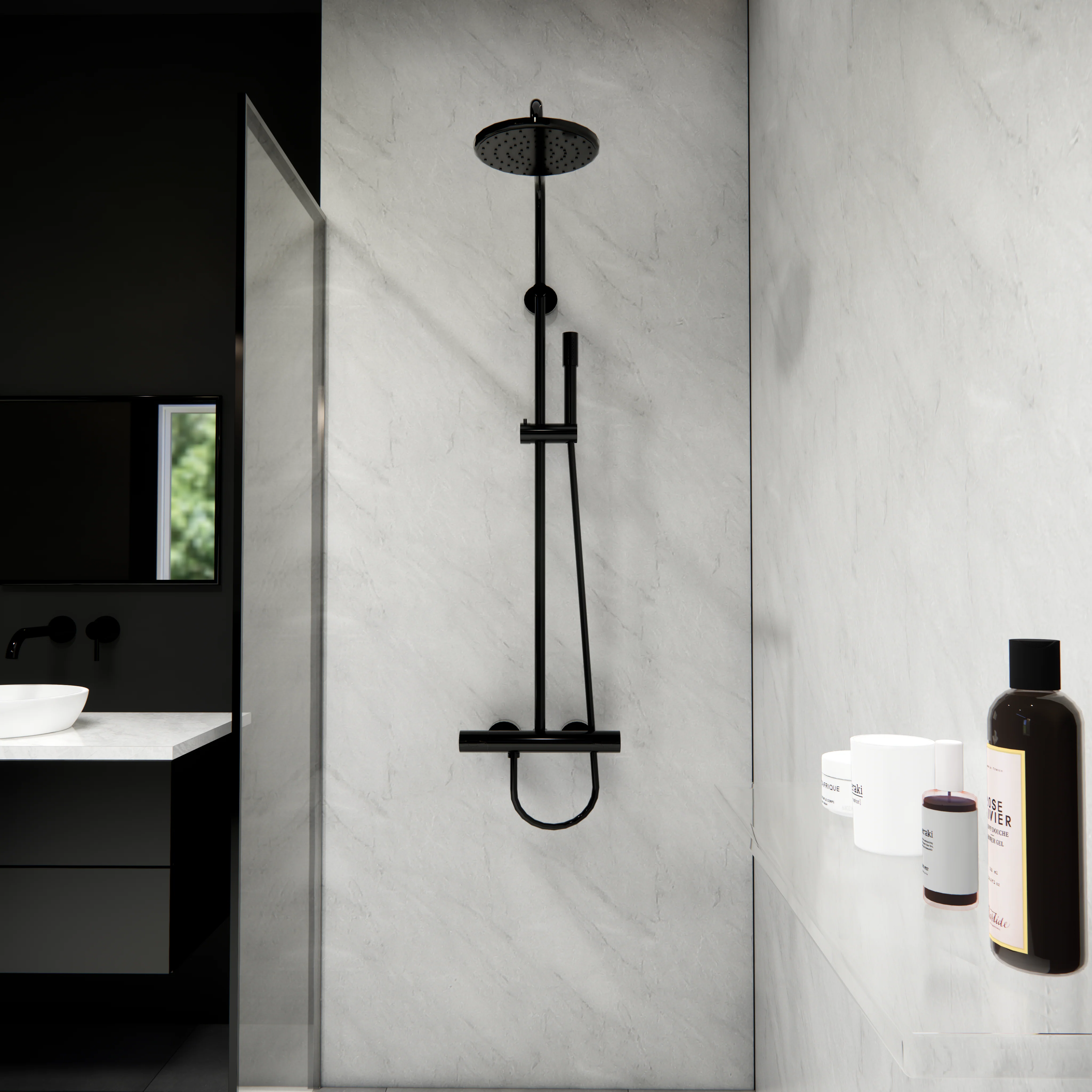 Premium Grey Marble Gloss Shower Wall Panel – 1M x 2.4M - Image 3