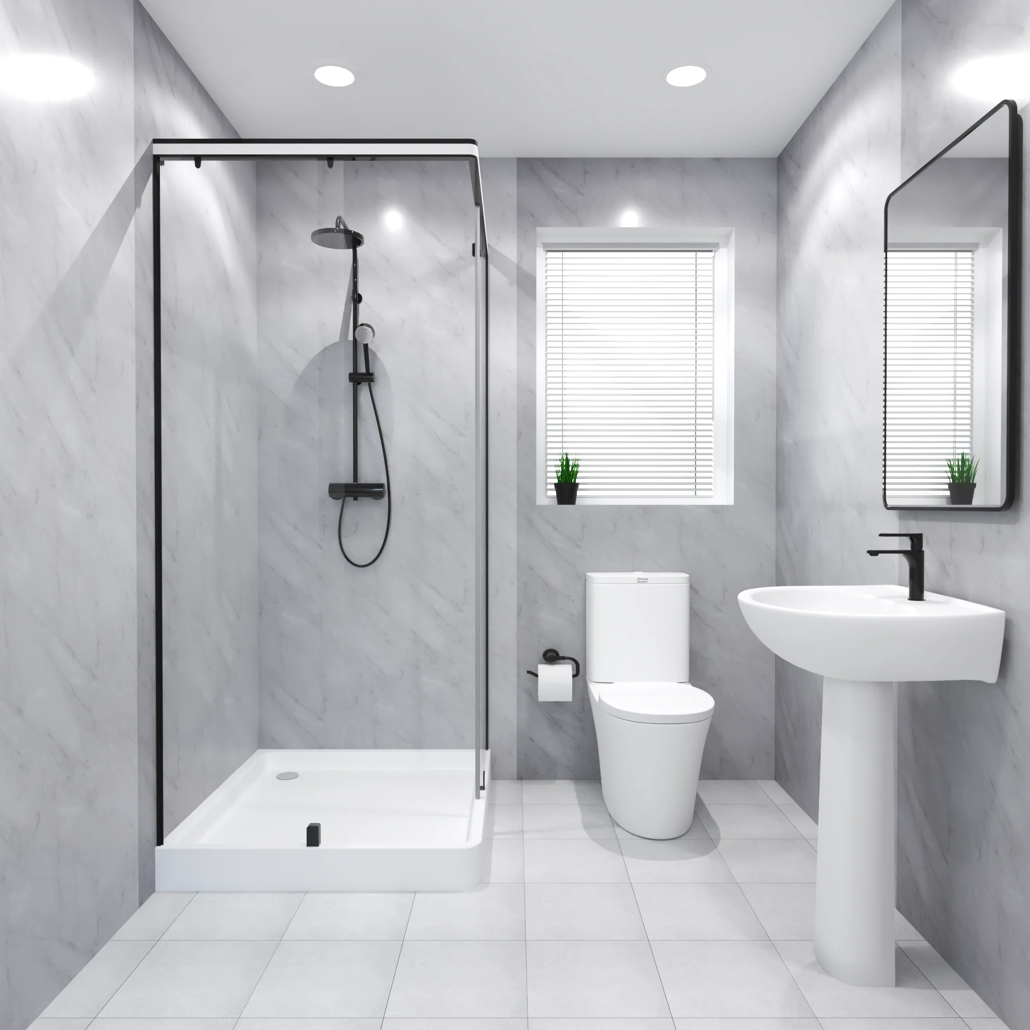 Premium Grey Marble Gloss Shower Wall Panel – 1M x 2.4M - Image 5