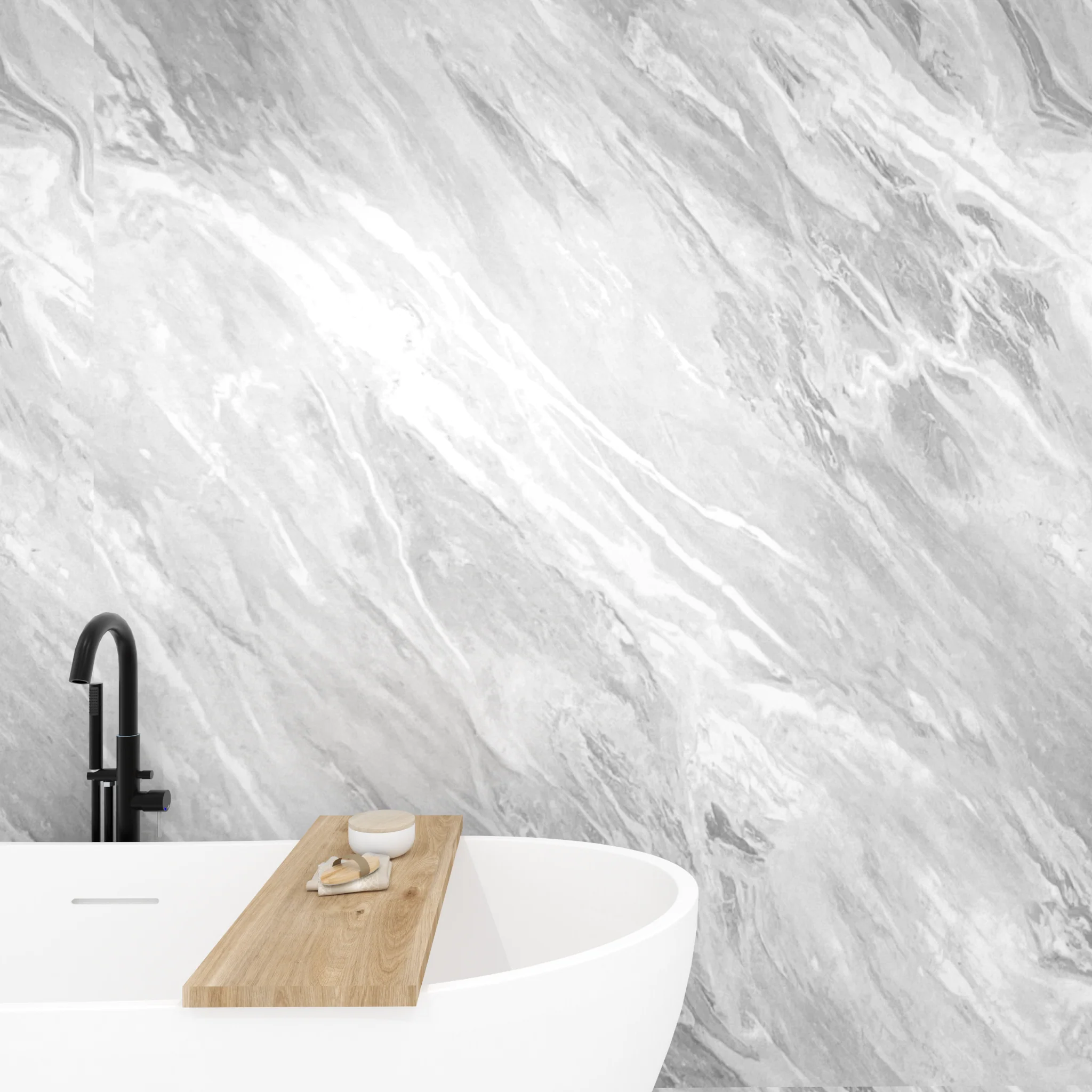 Premium Grey Stone Marble Gloss Shower Wall Panel - 1M x 2.4M - Image 5