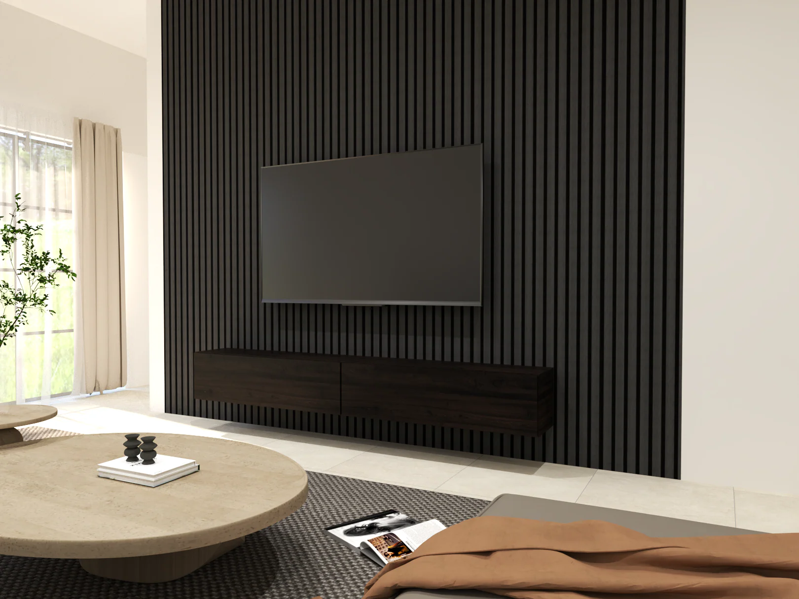 Acoustic Slat Wall Panel - Black Oak - Image 4