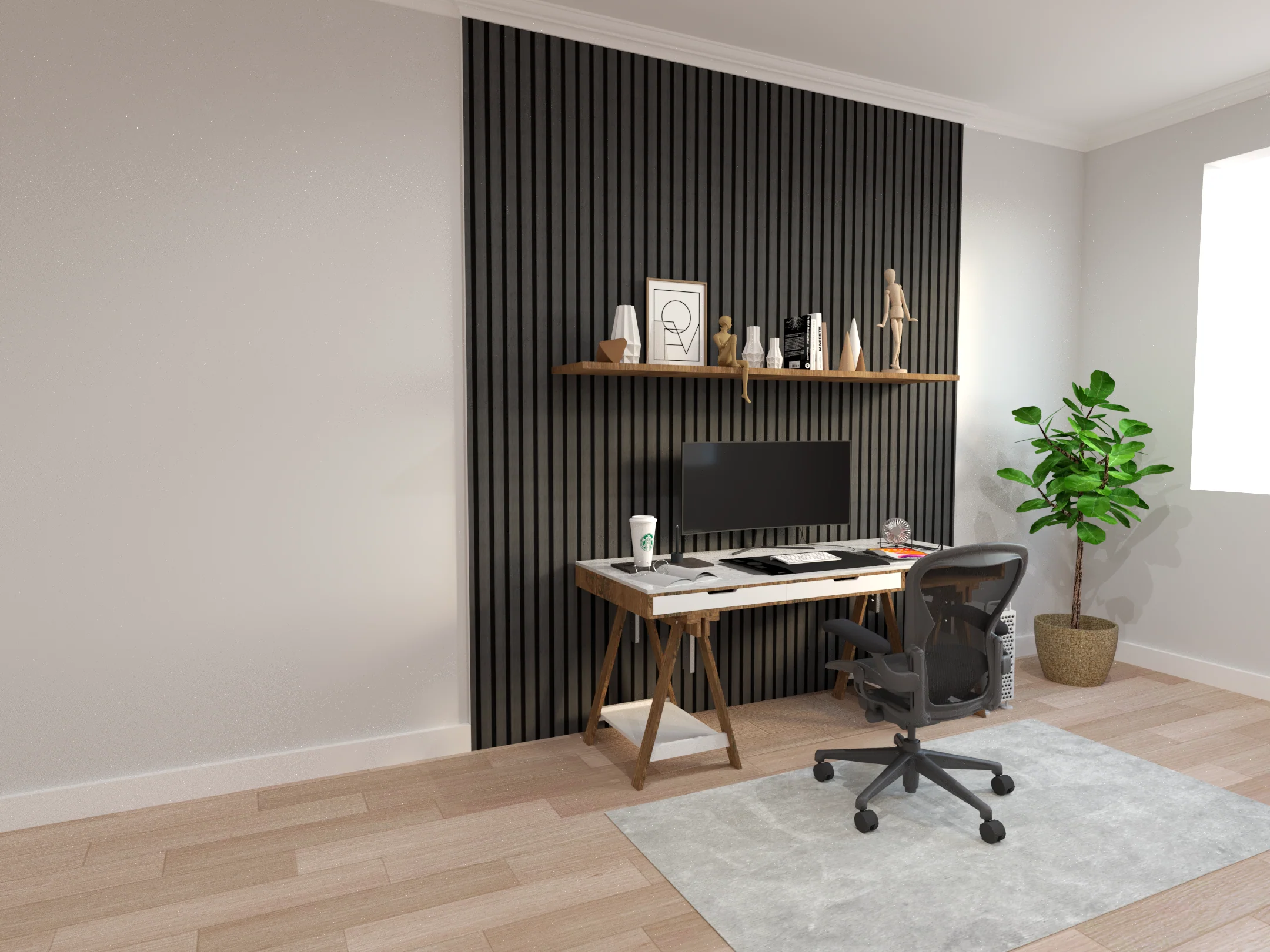 Acoustic Slat Wall Panel - Black Oak - Image 5