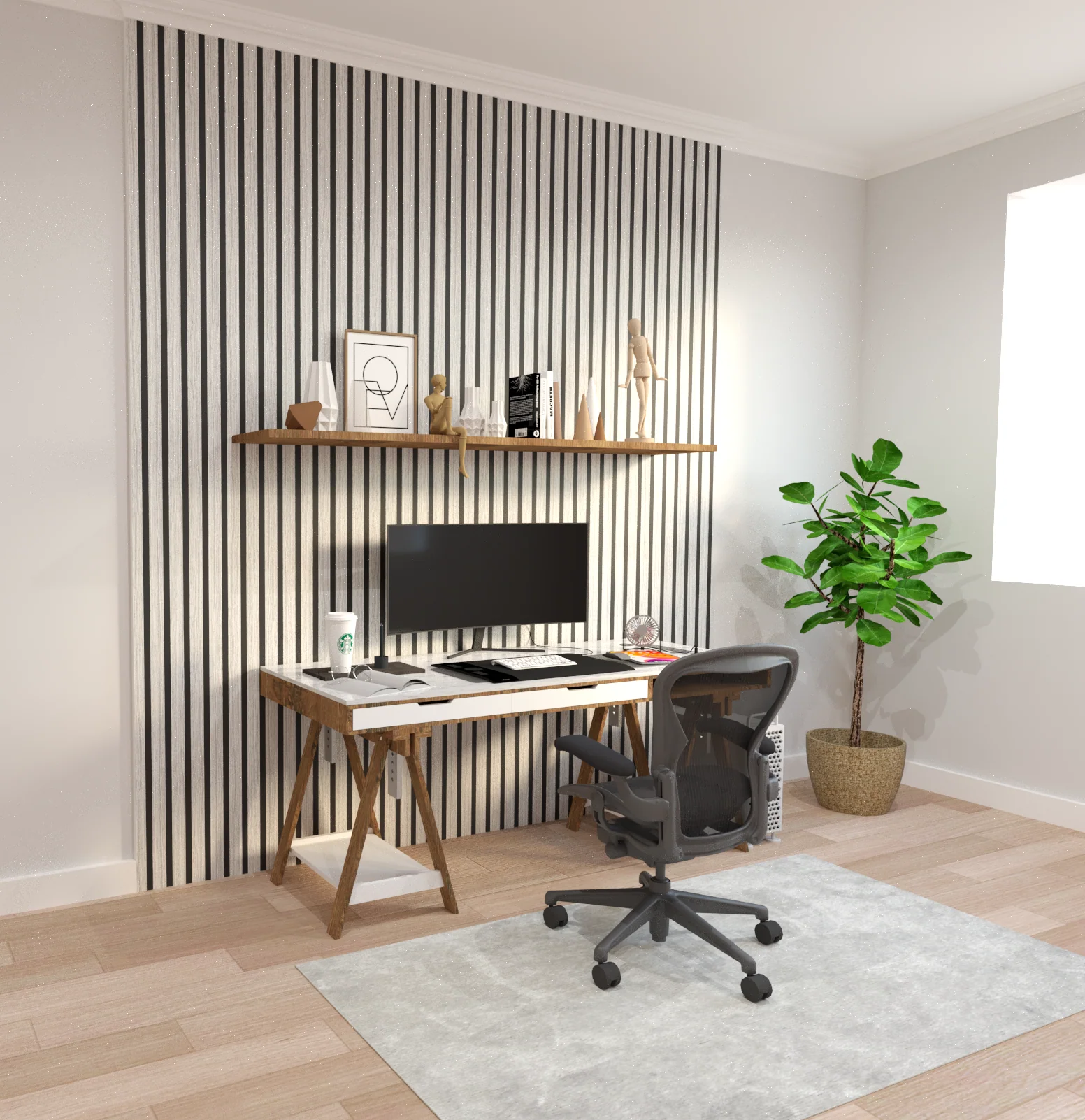 Acoustic Slat Wall Panel - Grey Oak - Image 5