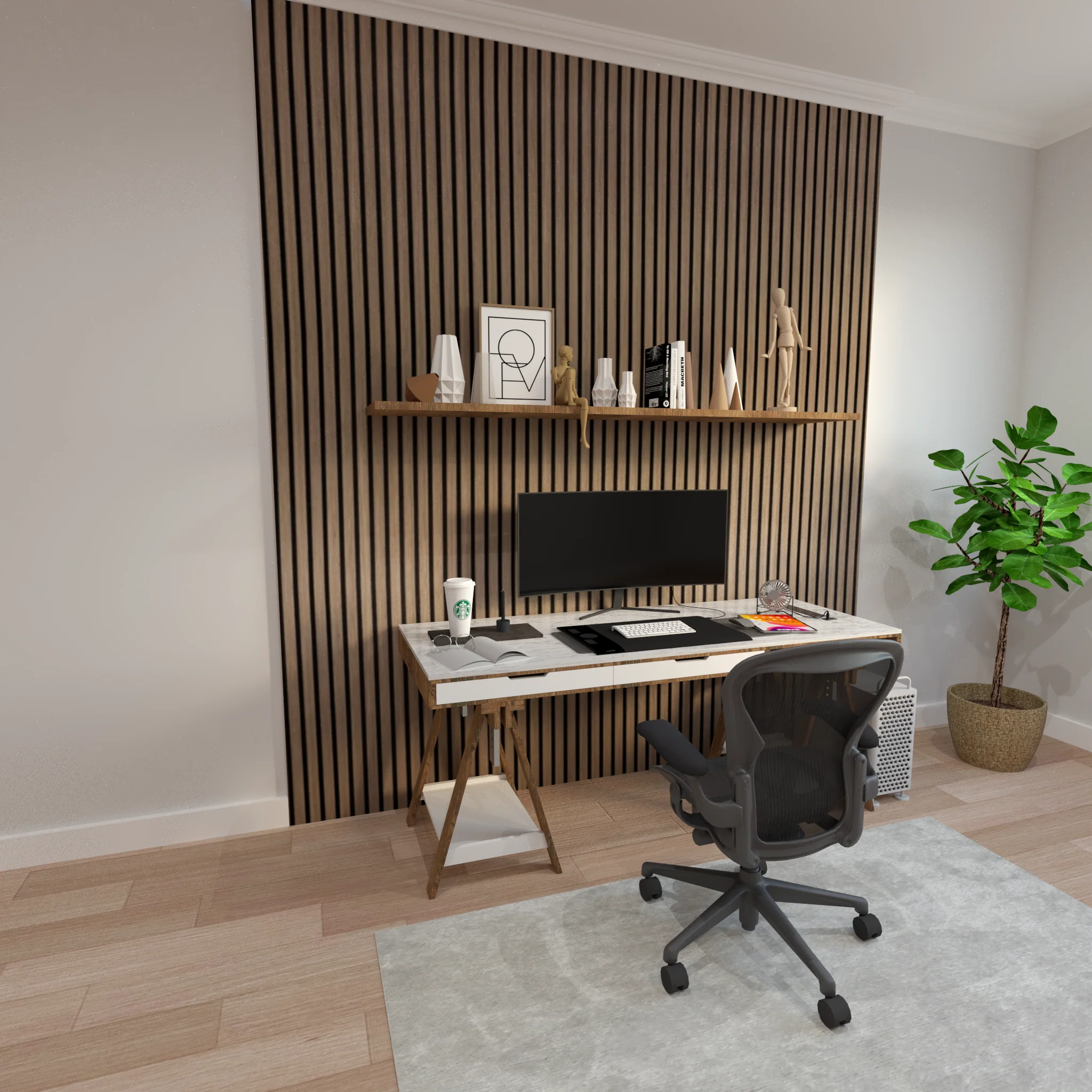 Acoustic Slat Wall Panel - Walnut - Image 8