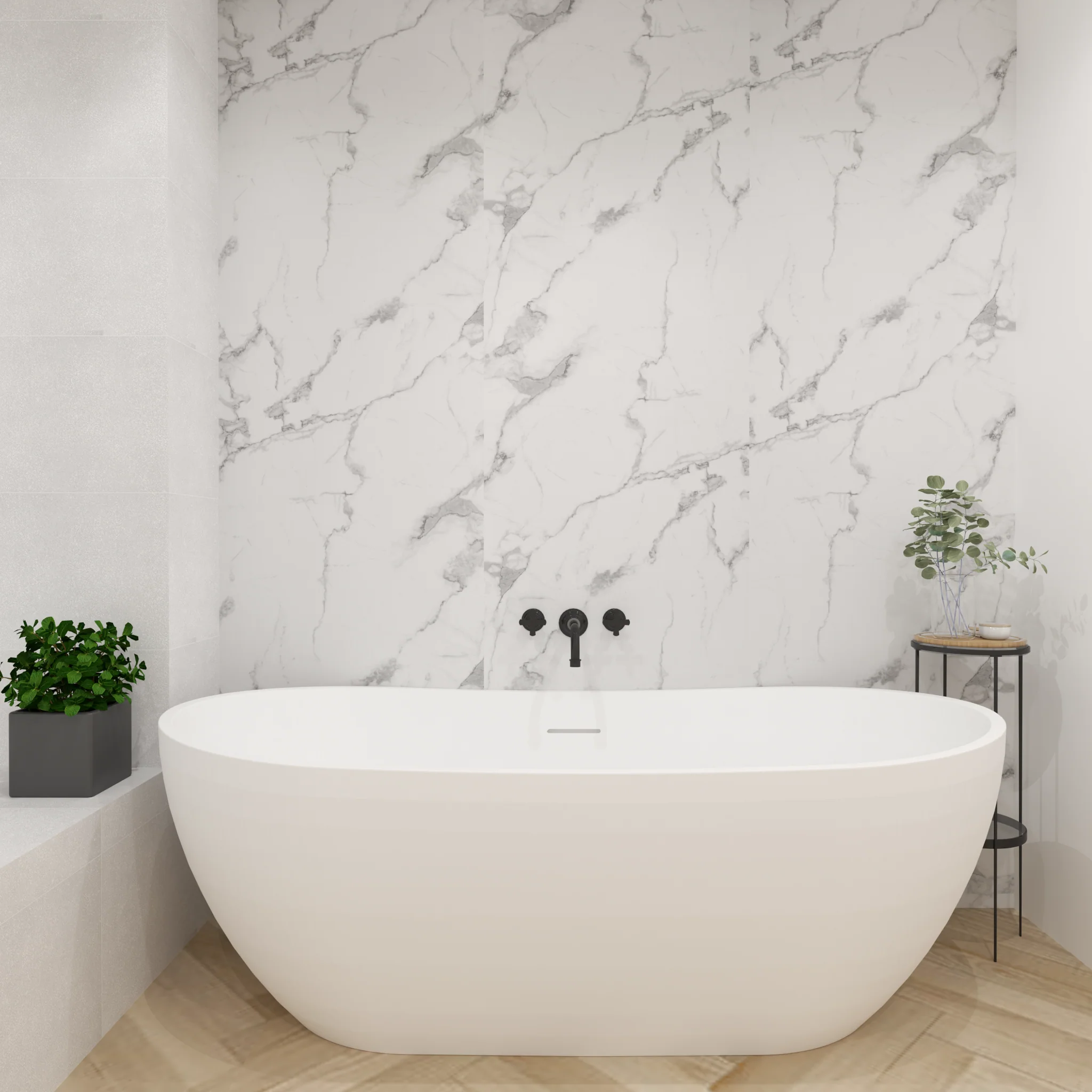 Premium White Calacatta Gloss Shower Wall Panel – 1M x 2.4M - Image 4