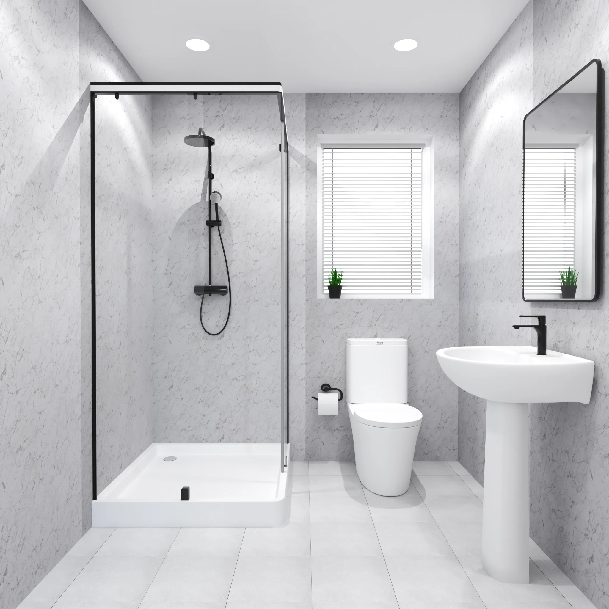 Premium White Granite Gloss Shower Wall Panel – 1M x 2.4M - Image 3