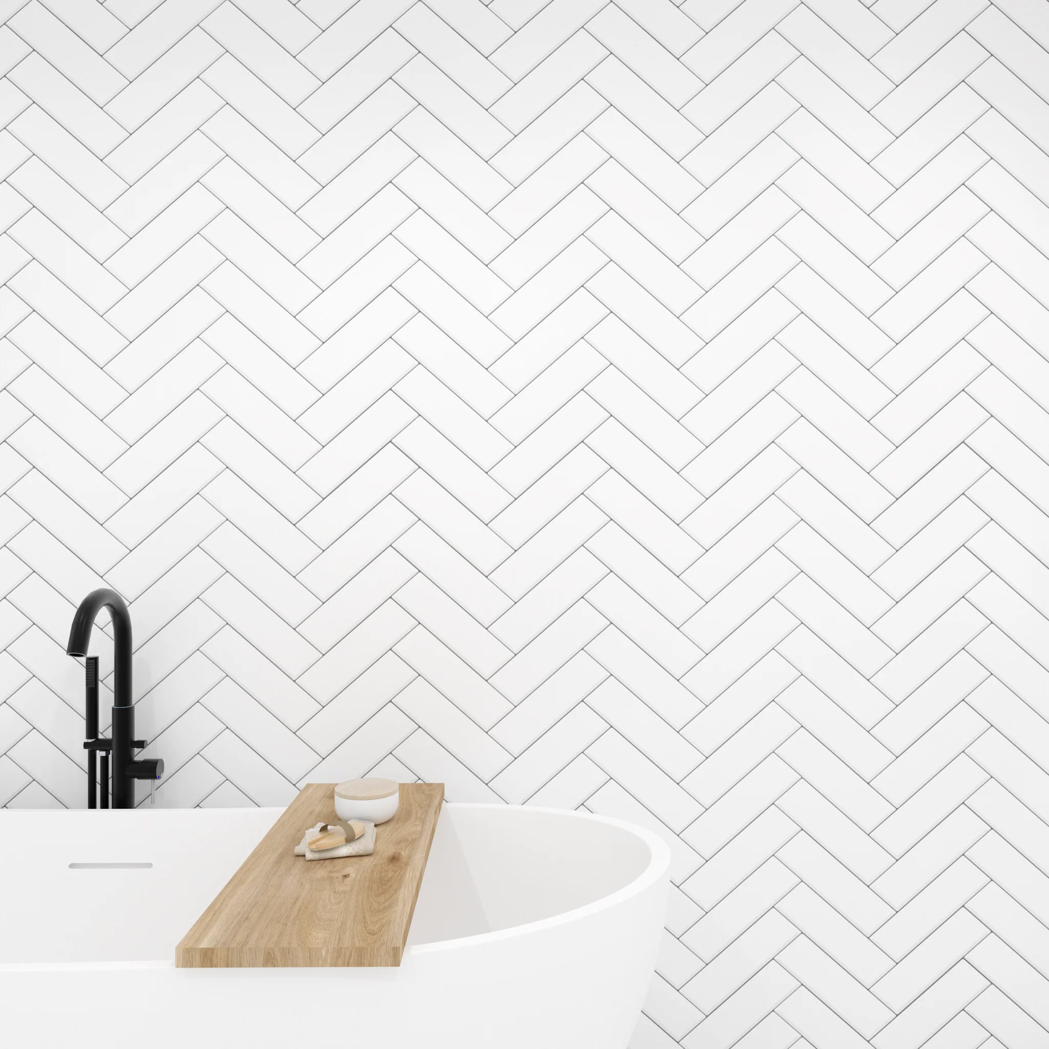 Premium White Herringbone Tile Gloss Shower Wall Panel – 1M x 2.4M - Image 4